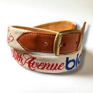 Preppy Woven Belt Unisex Shopaholic NY Department Stores Leather Size 36